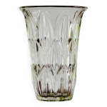 Vase en verre press - motif feuillage