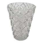 Vase en verre press� moul� ann�es 60 hauteur 30 cm