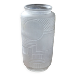 Vase en verre pressé moulé à décor géométrique verrerie legras Vase en verre pressé moulé à décor géométrique verrerie legras