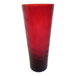 Vase verre rouge rubis effet nid d'abeille annes 50 hauteur 35, 3 cm