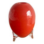 Vase en verre souffl  la main murano red sommerso avec pieds tripodes transparents milieu du xxe sicle, ...