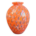 Vase en verre soufflé orange chatoyant Vase en verre soufflé orange chatoyant