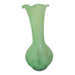 Vase vert col haut pte de verre