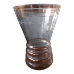 Vase vintage des annes 70 en verre cisel