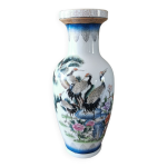 Vase vintage cramique dcor asiatique