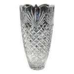 Vase vintage en cristal de bohme. design styl  motifs gomtriques. boho - chic. haut 24, 5 cm