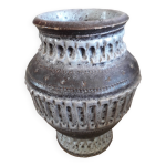 Vase vintage sign� en c�ramique de couleur gris mauve
