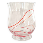 Vase vintage en verre souffl de style murano avec tourbillons rouges