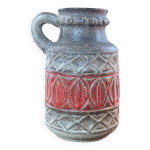 Vase west germany bay 93 - 25, c�ramique vintage fat lava rouge et gris