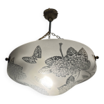Vasque en verre decor degag de fleurs et papillons art deco france deveau 1925