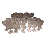 Verres anciens gravs - 6 eau - 6 vin - 6 apritif
