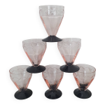 Verre art dco grav rose et noir