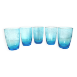 Verre  eau / limonade en verre grav bleu