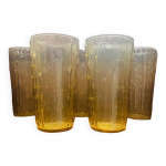 Verres  eau ou orangeade ambrs texture bambou