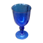 Verre géant ou photophore en verre bullé biot bleu, vintage 1960 Verre géant ou photophore en verre bullé biot bleu, vintage 1960