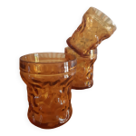 Verres  jus - verre ambr - bormioli rocco - annes 70 - italie - verre orange