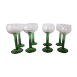 Verre  liqueur cristal pied vert motif raisin