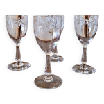 Verres  liqueur (digestif) anciens en cristal grav, dcor gomtrique