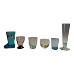 Verres  liqueur shooter vintage srie de six couleurs assorties