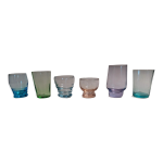 Verres  liqueur shooter vintage srie de six couleurs assorties