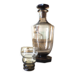 Verres  liqueur vintage souffls bouche teinte fume & charme