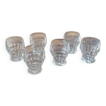 Verres en verre moul  dcor gomtrique france, annes 50