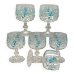 Verres  pied arcoroc france dcor myosotis annes 1980 vintage