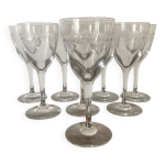 Verres  pied , verres  vin en verre gravs