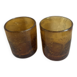 Verre souffl marron anne 70