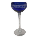 Verre à vin 14cl cristal de nancy houillon doublé bleu frise florale Verre à vin 14cl cristal de nancy houillon doublé bleu frise florale