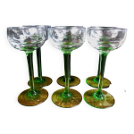 Verres  vins d'alsace, verres  vins blancs, verres de table  pied verts.