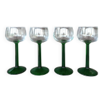 Verres  vin d'alsace pied vert vintage