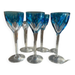 Verres vin blanc en cristal bleus