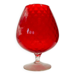 Verre  vin rouge vintage style murano des annes 1960 motif torsad
