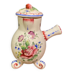 Verseuse chocolatire en faence de clamecy  dcor floral polychrome