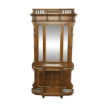 Vestiaire napolon iii en noyer fin 19e, 3 miroirs, marbre, 8 patres