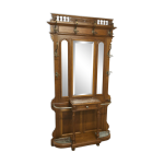 Vestiaire napol�on iii en noyer fin 19e, 3 miroirs, marbre, 8 pat�res