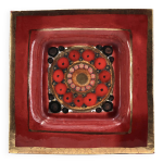 Vide poche carré en céramique de georges pelletier rouge et doré, années 70 Vide poche carré en céramique de georges pelletier rouge et doré, années 70