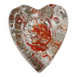 Vide poche / cendrier, l en verre d art soufflé / forme de coeur à inclusions de filaments oranges. dans ... Vide poche / cendrier, l en verre d art soufflé / forme de coeur à inclusions de filaments oranges. dans ...