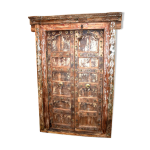 Vieille porte indienne antique du rajasthan en vieux bois de teck - fonctionnelle