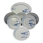 Villeroy & boch pescara service porcelaine poissons bleus 6 assiettes + plat
