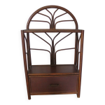 Vintage beau bibus - tagre de sol bibliothque rotin bambou et bois 1 tiroir et 2 niveaux