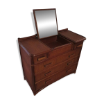 Vintage - commode coiffeuse - rotin tress� - 5 tiroirs - miroir - ann�es 60 / 70