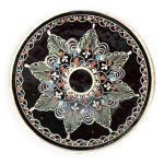 Vintage coupe plat terre cuite maille dcor gomtrique xxme