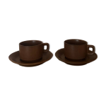 Vintage duo de tasses bistrot marron grand format
