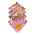 Vintage ensemble de 4 serviettes de table fleuries en tissu