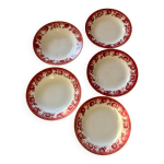 Vintage ensemble de 5 assiettes fa�ence st amand pommes