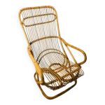 Vintage, grand fauteuil en rotin vers 1970
