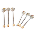 Vintage pardieu agen set of 6 silver plated coffee spoons with wooden coffee bean detail in original Vintage pardieu agen set of 6 silver plated coffee spoons with wooden coffee bean detail in original