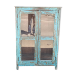 Vitrine ancienne en bois bleu